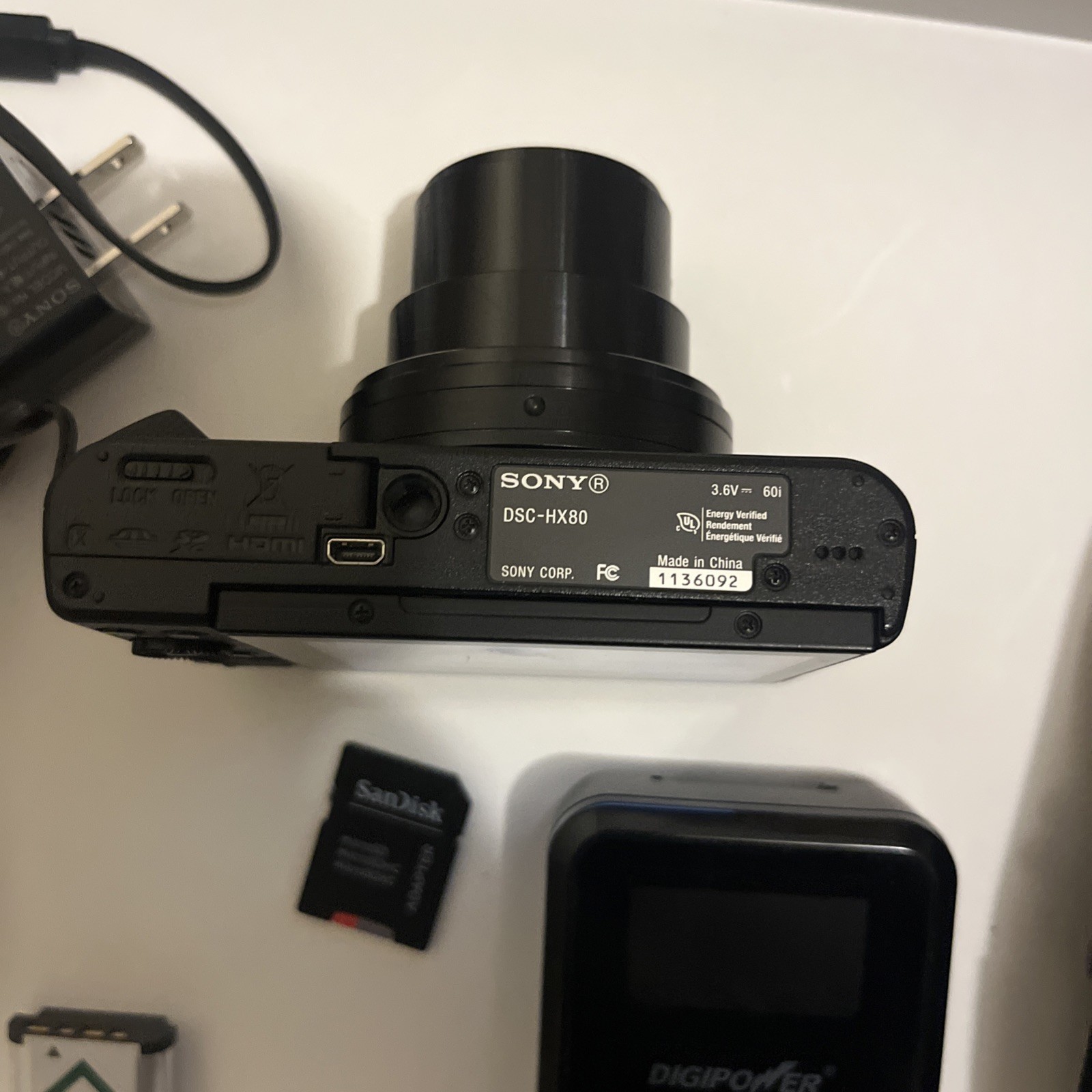 Sony Cyber-shot DSC-HX80 18.2 MP Digital Camera – 2 batteries, charger, case