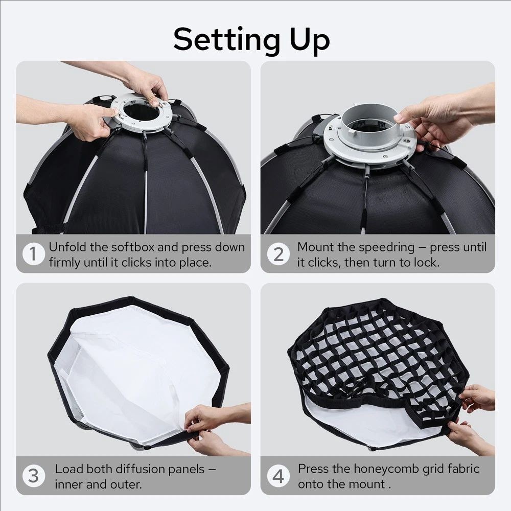 US TRIOPO K3-65 65cm Quick-Setup Octagon Softbox with Grid For Bowens Light