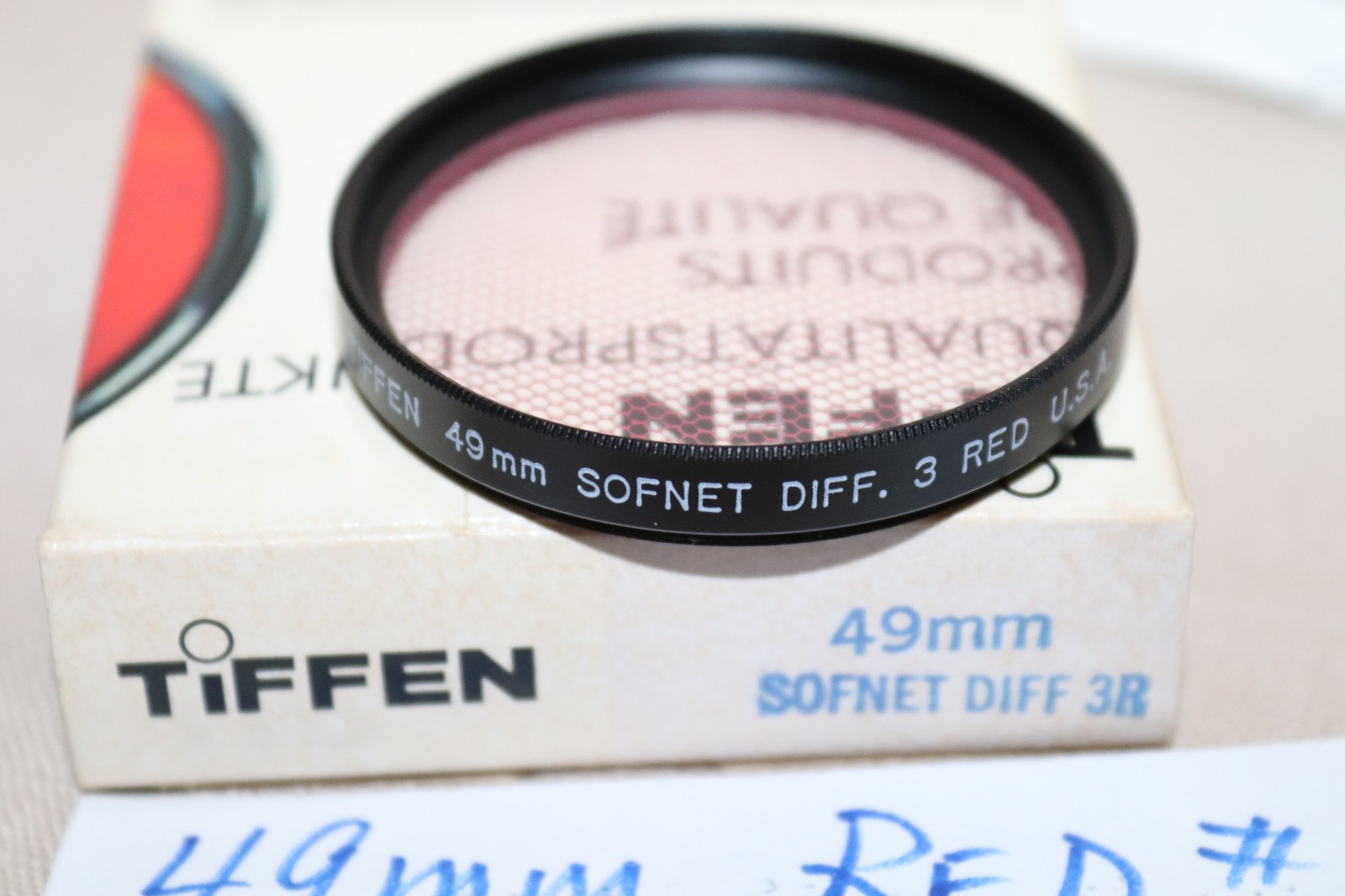 NEW Vtg TIFFEN 49mm SOFTNET RED 3 FILTER, USA 49mm Softnet R3 Red Warm Diffusion
