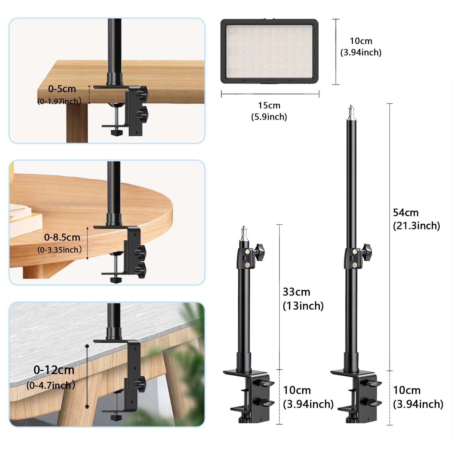 1 Pack LED Desk Key Light Video Light with C-Clamp Stand 9 Color Filters Stud…