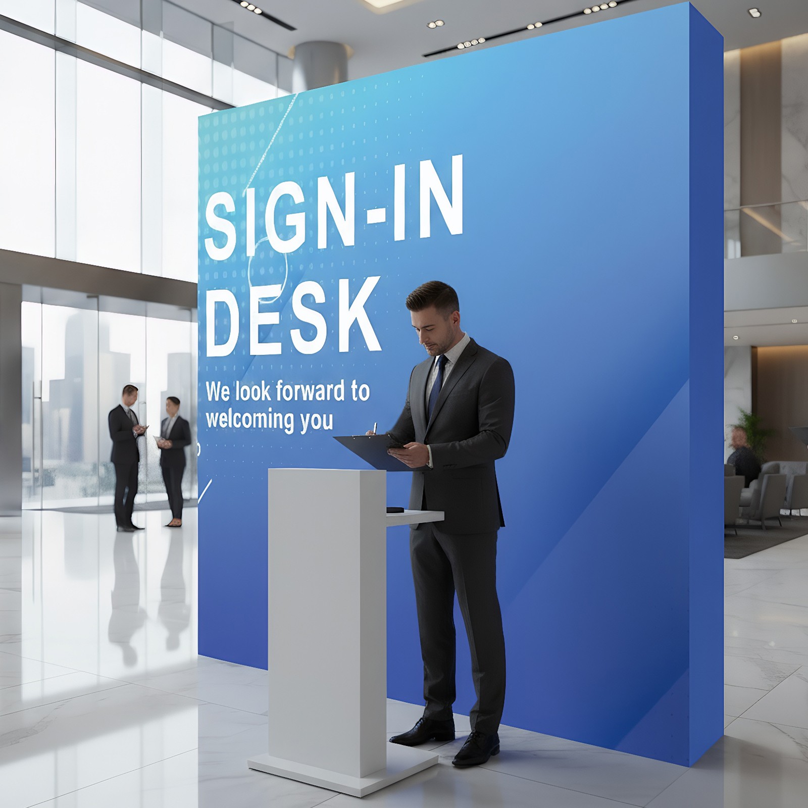Portable Pop Up Display Stand, Tension Backdrop Booth Frame, Fabric Trade Show