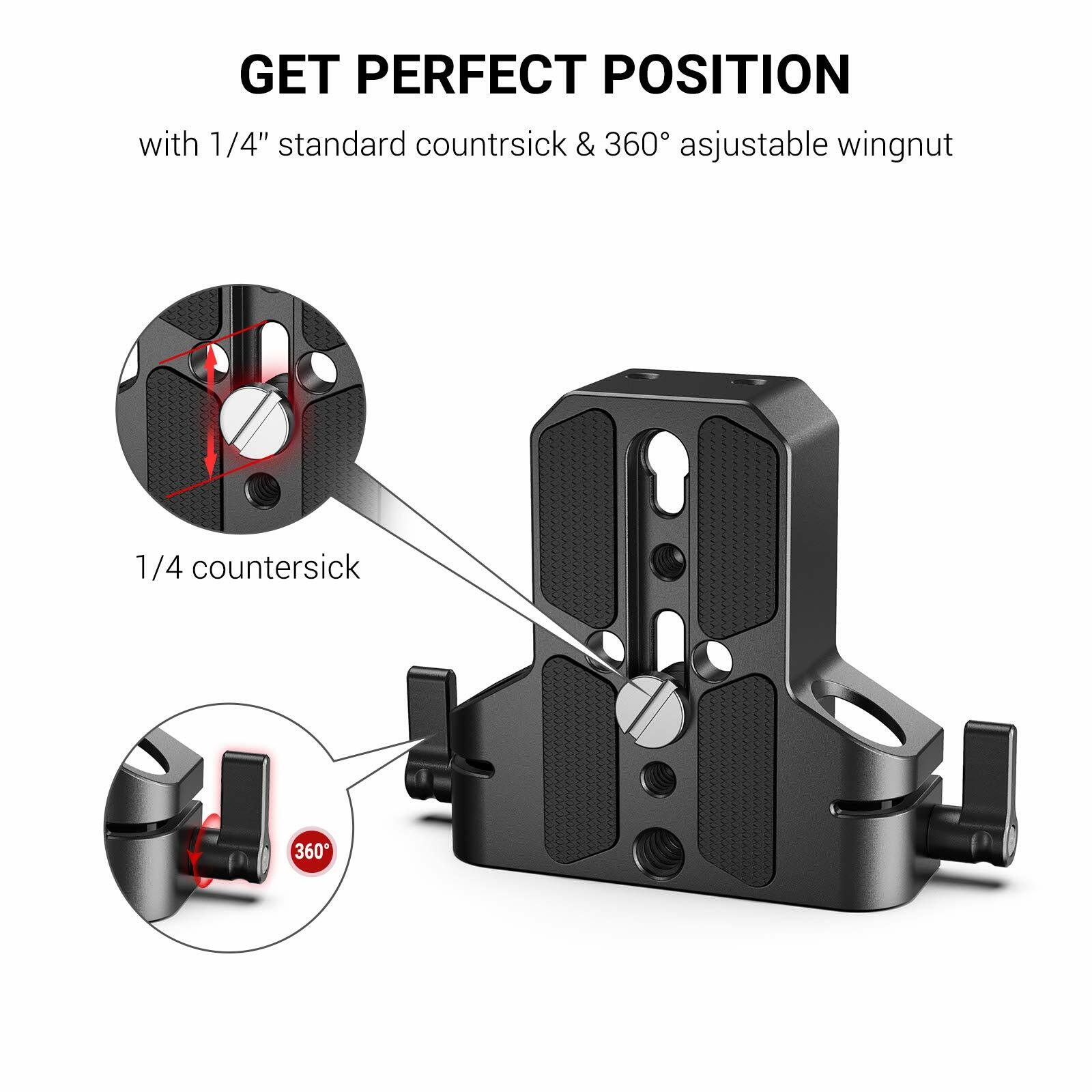 SmallRig Universal Baseplate with Dual 15mm Rod Rail Clamp for Camera Cage 1674