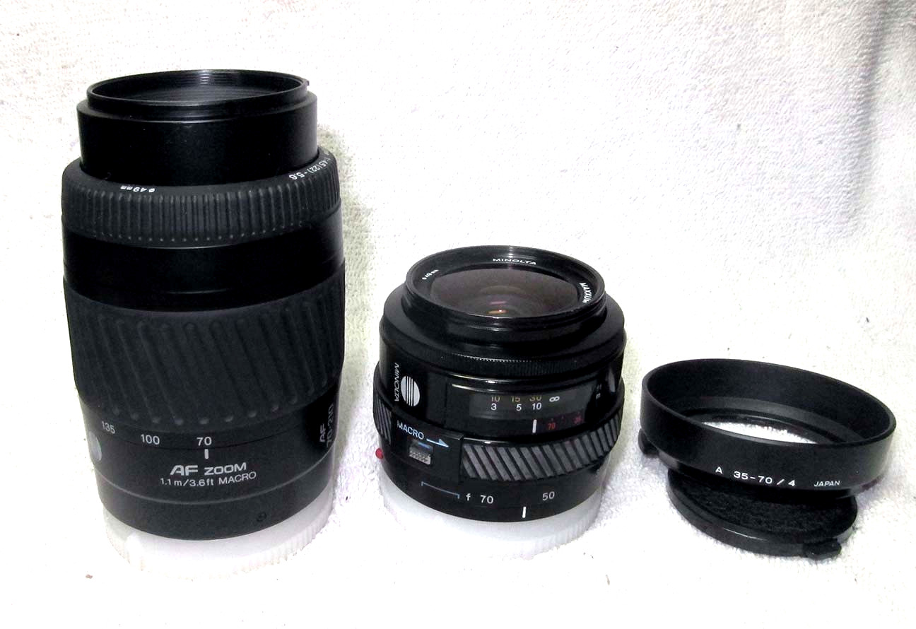 TWO (2) MINOLTA AF Zoom SLR DSLR Lenses. 35-70mm & 70-210mm. Film/Digital.Maxxum