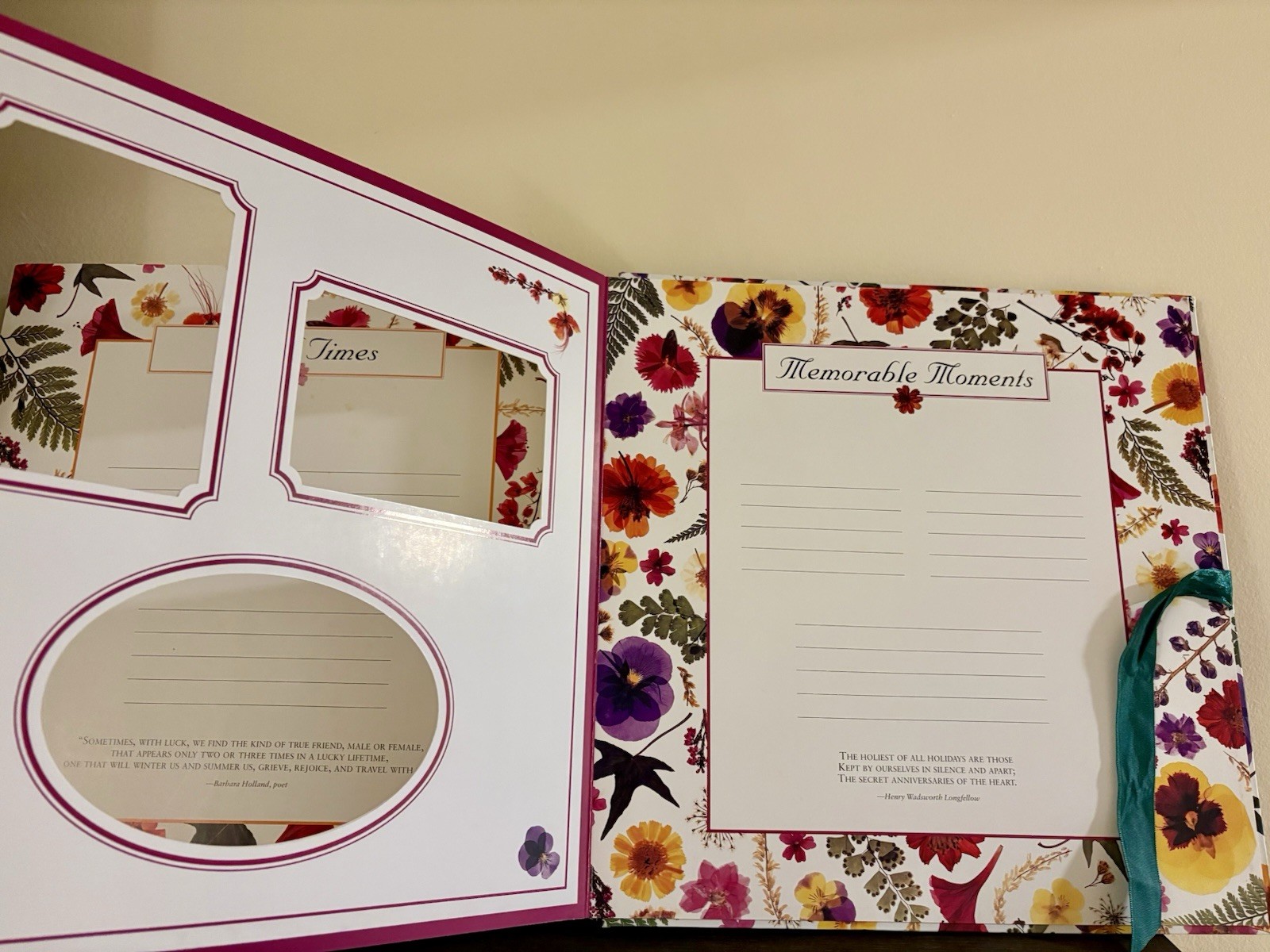 Treasured Moments Memories of a Lifetime Floral Photo Album/Scrapbook