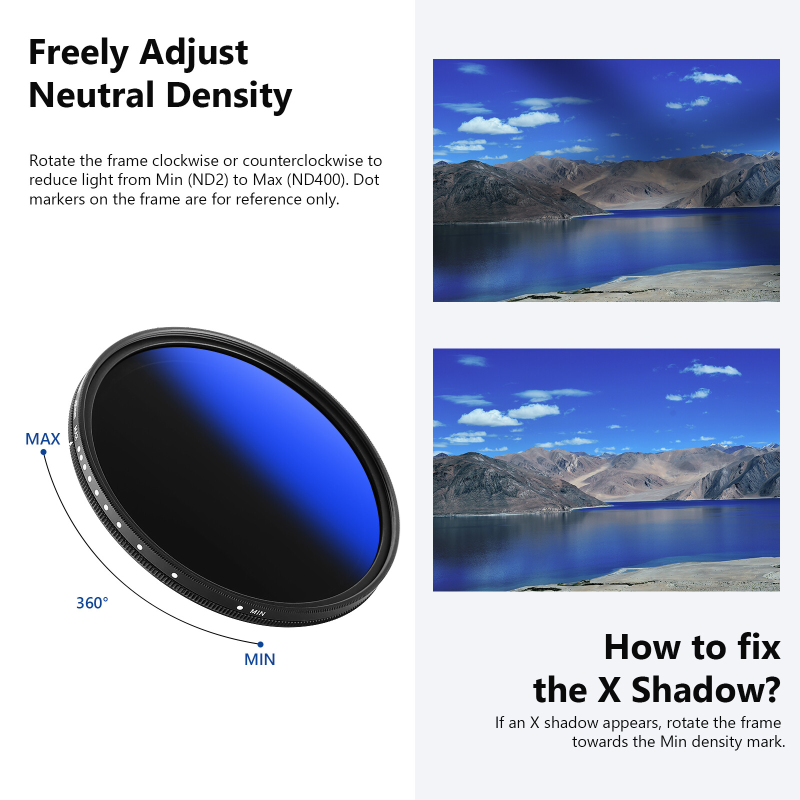 Neewer 49mm MRC ND Filter, Variable Neutral Density Adjustable ND Filter