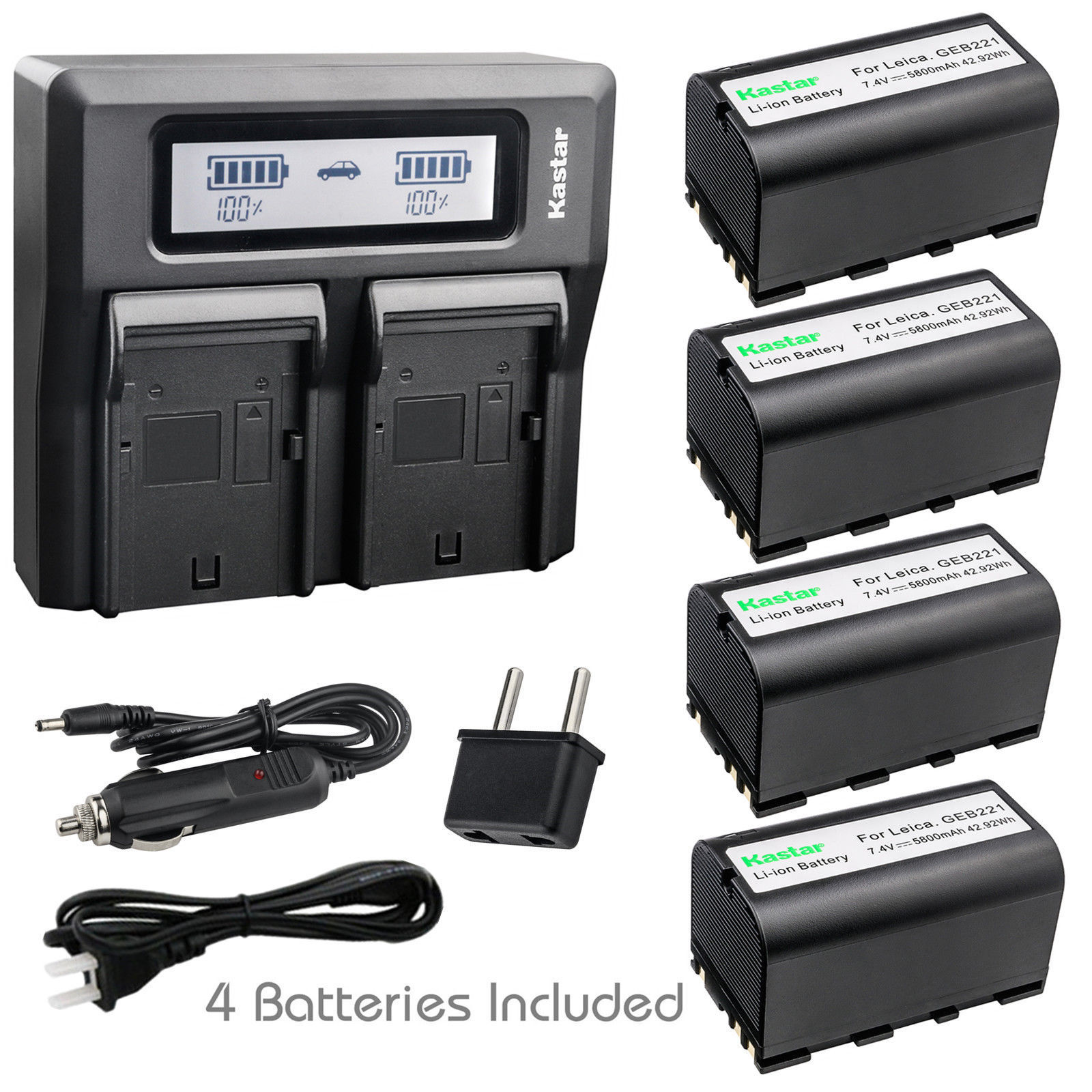 GEB221 Battery or Dual LCD Charger for Leica GEB211 GEB212 GEB241 GEB242 GEB371