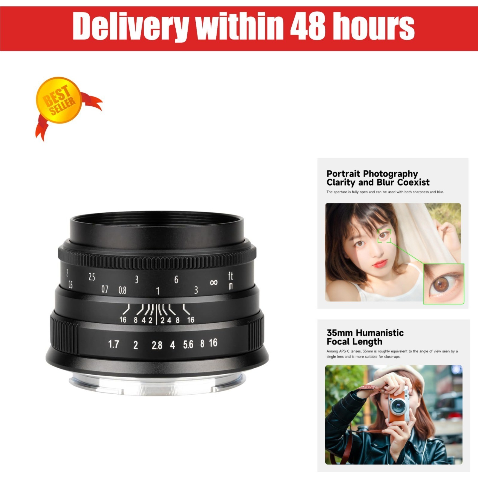 Brightin Star 35mm F1.7 Lens for Canon RF-Mount Mirrorless Cameras