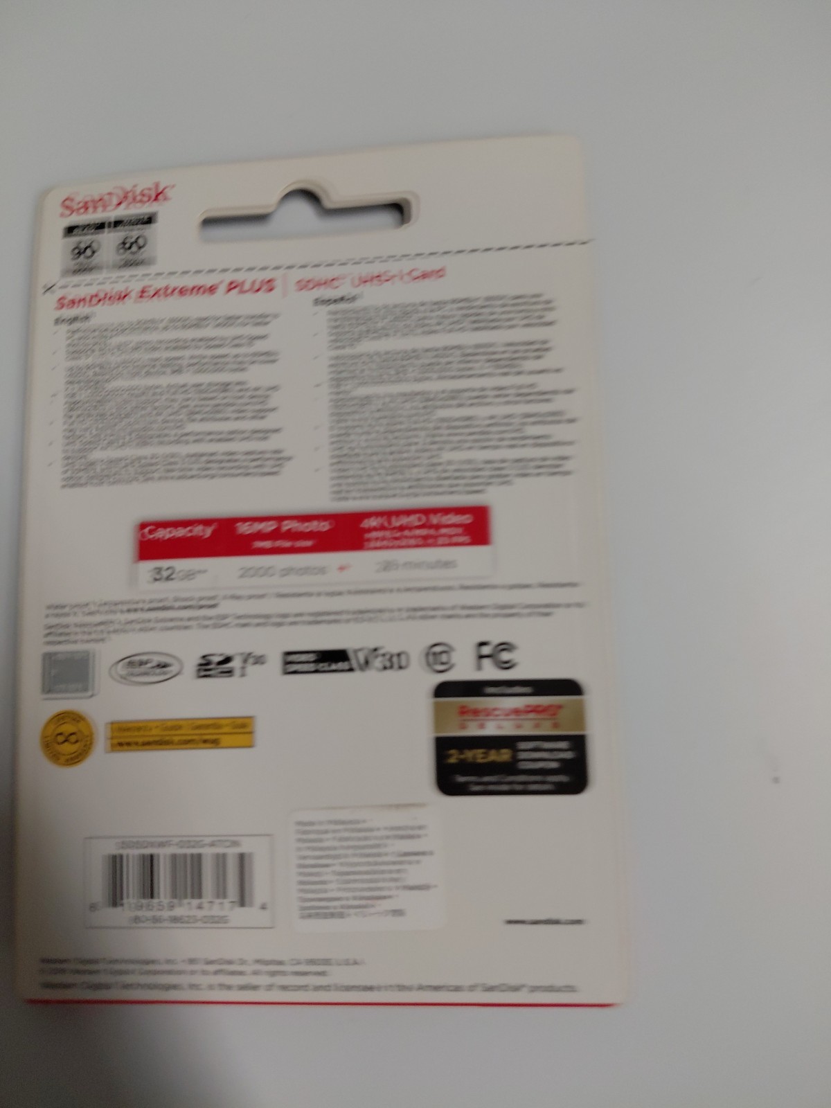 SanDisk Extreme PLUS 32GB SDHC UHS-I Memory Card 90MB/s FOR HD VIDEO 4K