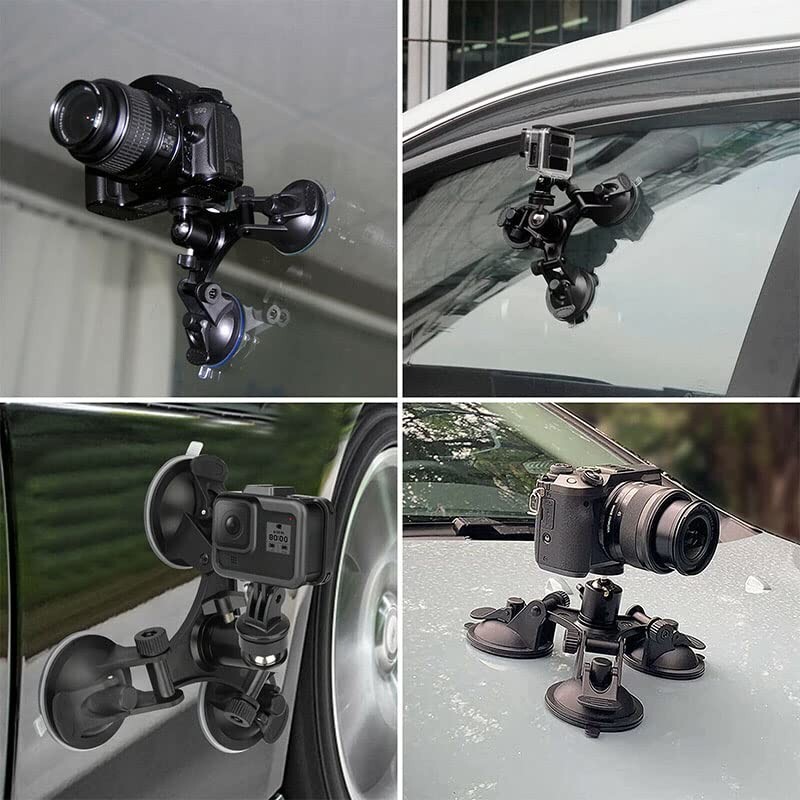 360° Triple Suction Cup Adjustable Car Holder Mount for GOPRO hero7/6/5/2/3/3+/4