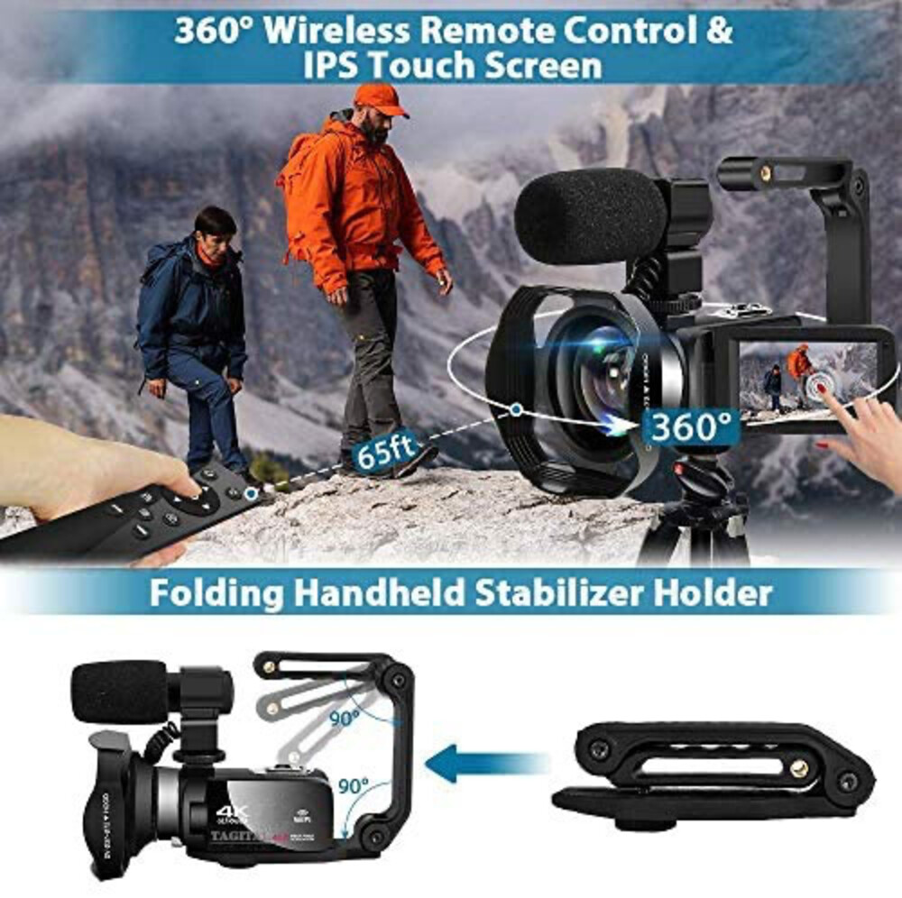 Video Camera Camcorder 4K WiFi 48MP Vlogging Camera for YouTube with Microphone