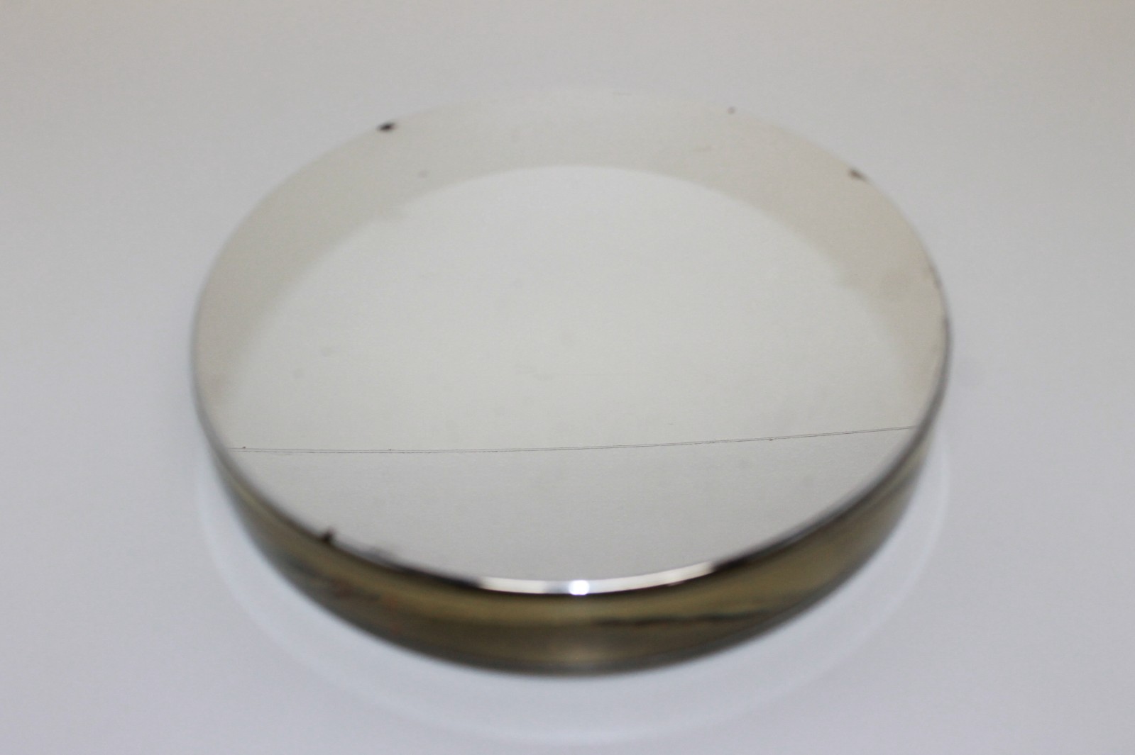 Vintage PYREX 10 x 1.75 Inch Thick Mirror Glass with Adjustable Spring Base