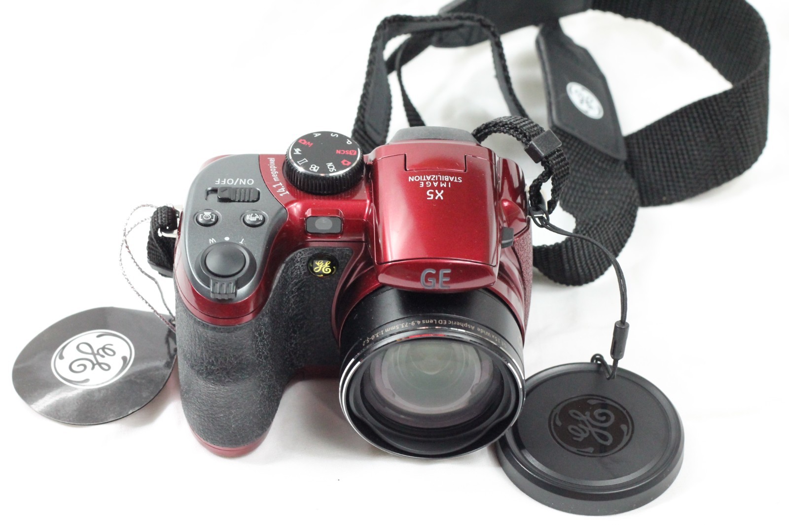 GE X5 14.1 MP Digital Camera & 8GB Card – 15X Optical Zoom Red -TESTED! – /966