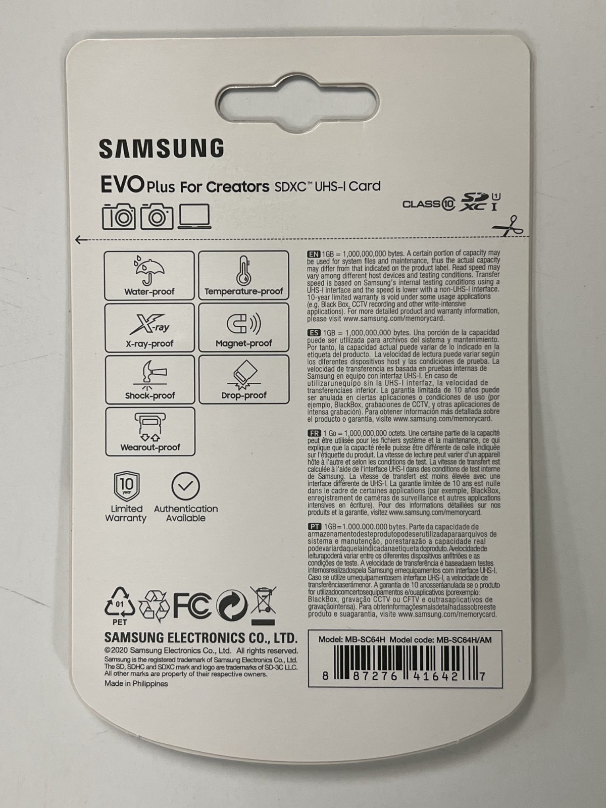 New Samsung 64GB EVO Plus UHS-I SDXC Memory Card MB-SC64H/AM