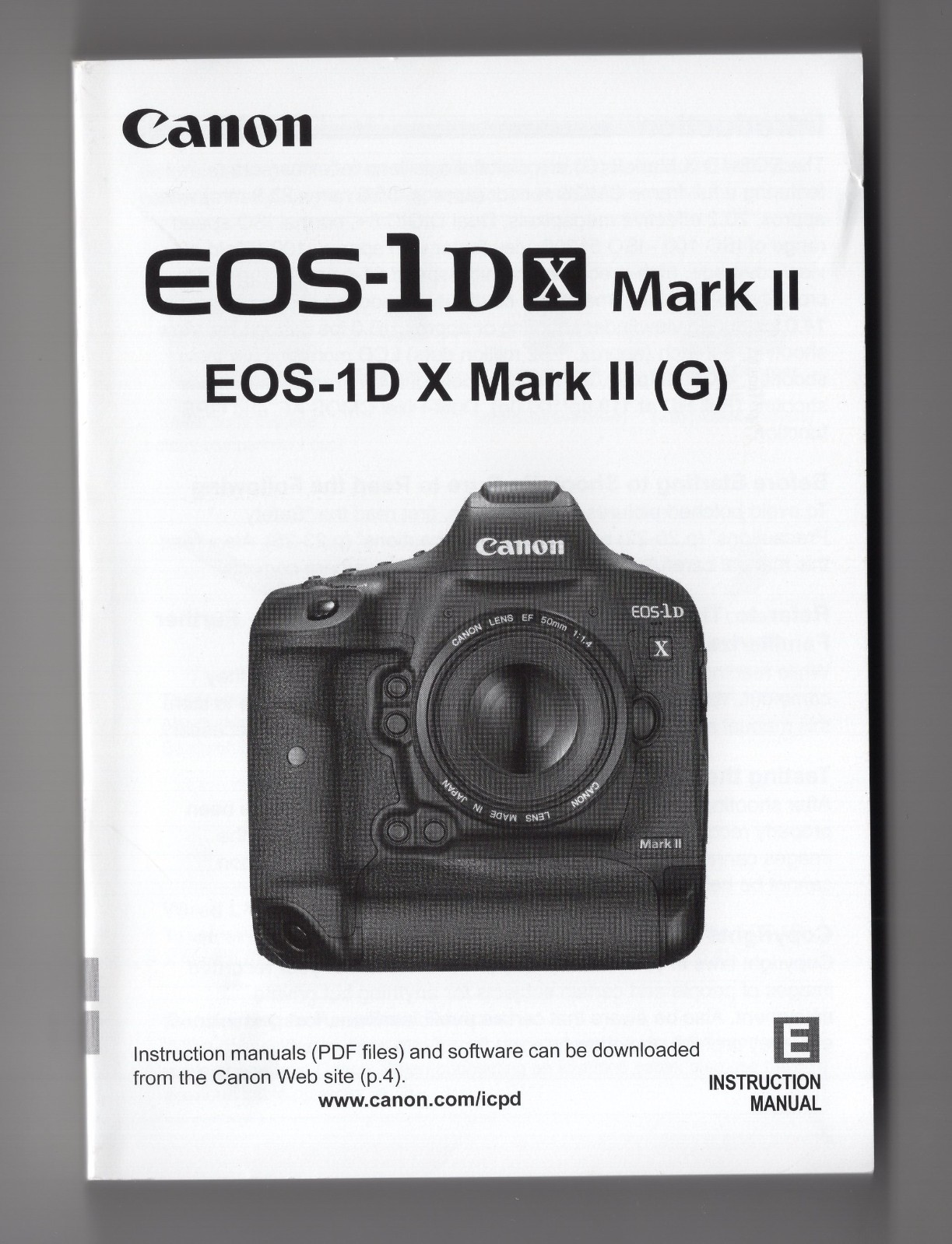 Canon EOS 1D X 1DX Mark II Digital Camera Genuine Instruction Manual In English