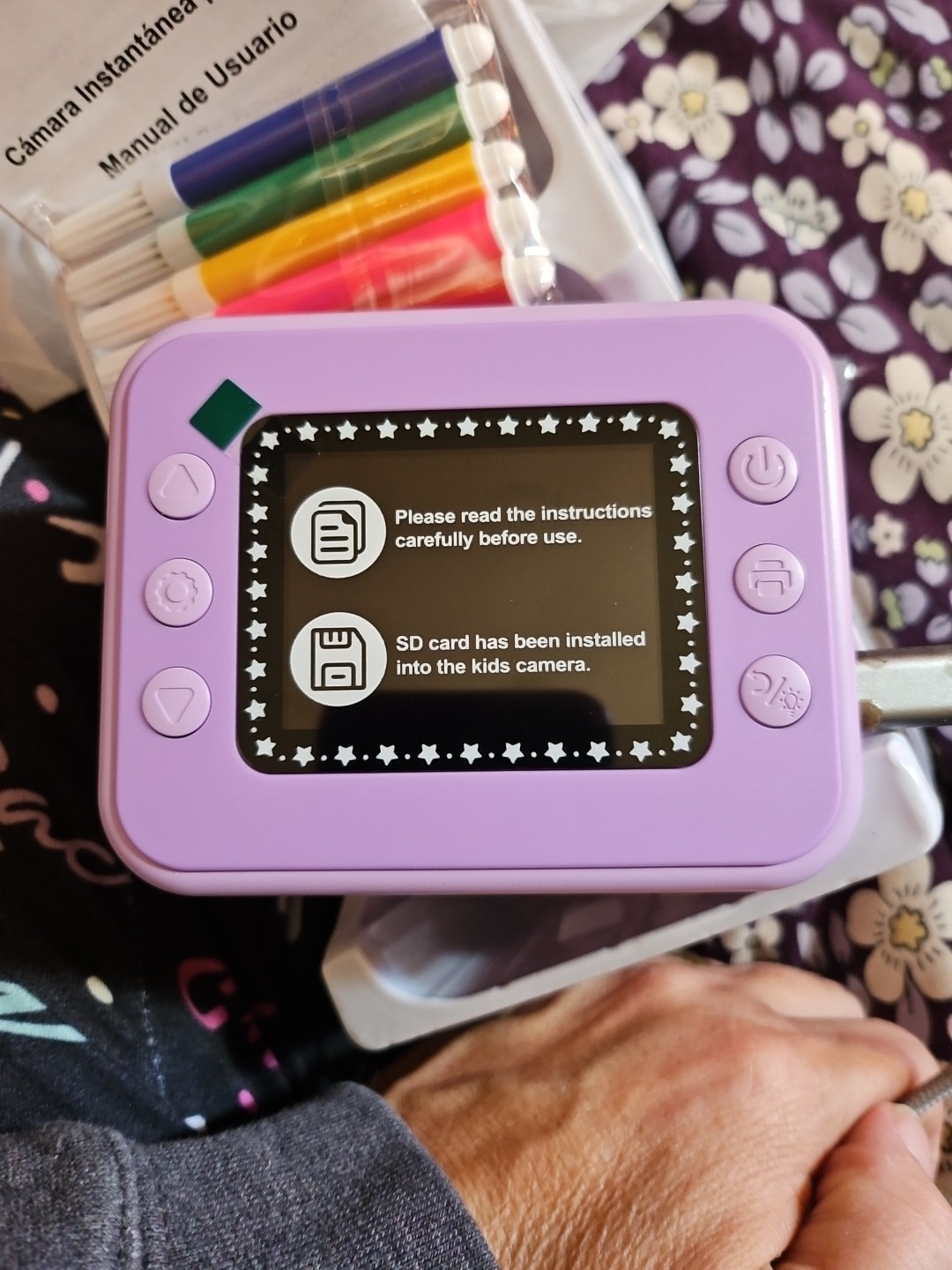 Kids Camera Instant Print, Purple With Neck Strap And 2 Rolls Of Paper.