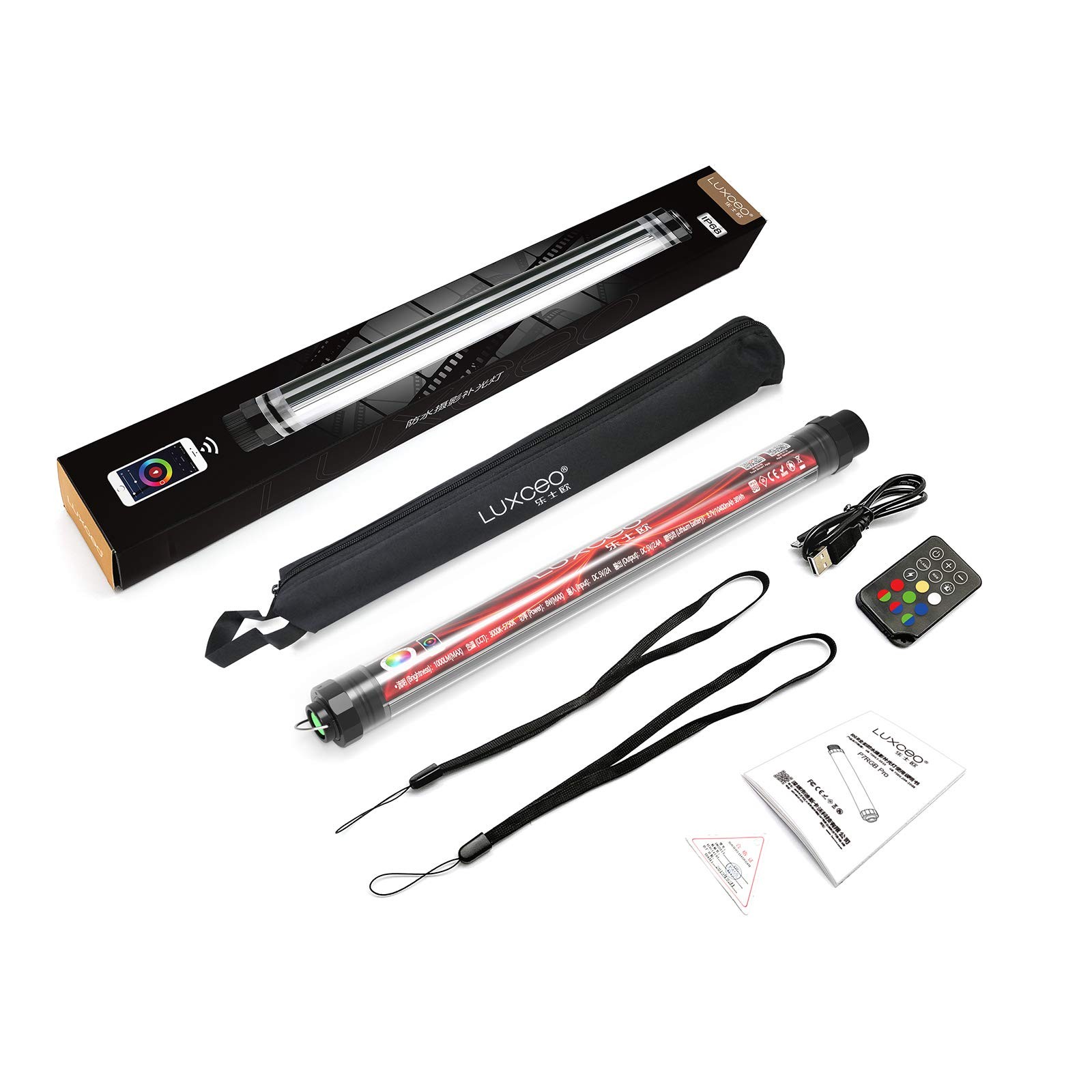 RGB LED Photography Light 10400mAh Battery Powered Tube Light Waterproof IP68…