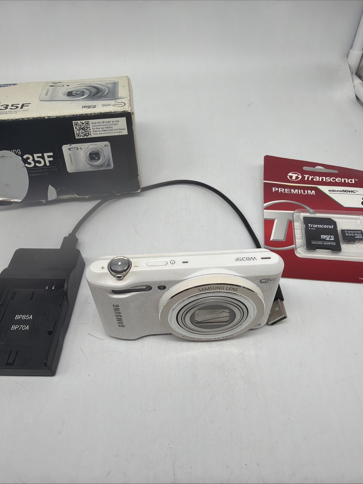Samsung WB35F 16.2MP Smart Digital Camera White 12x Zoom WiFi Tested Works Sd