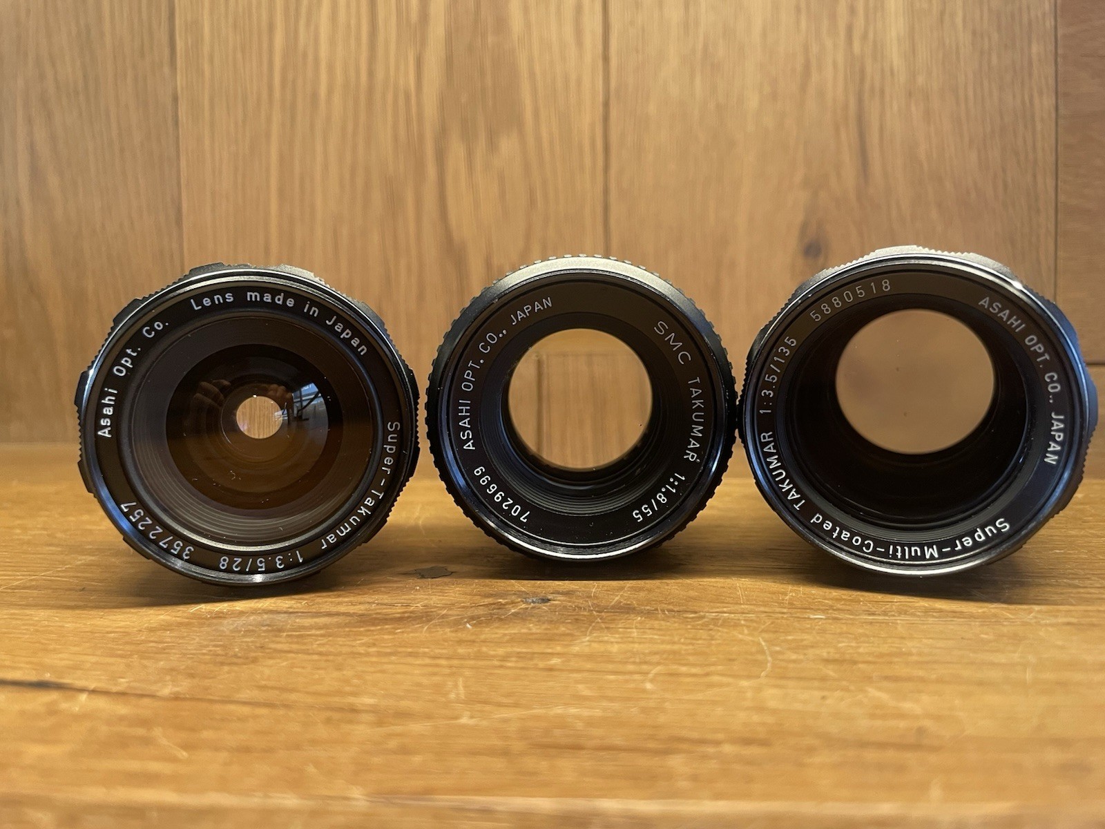*3 Lens Set: Almost Mint* Pentax SMC Takumar 55mm F/1.8 28mm F/3.5 135mm F/3.5