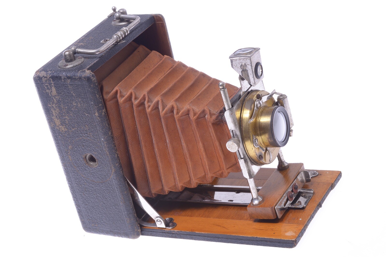 ✅ ENGLISH? 9X12CM WOOD GLASS PLATE CAMERA ‘THE NEWEST’ SHUTTER, BROWN BELLOWS