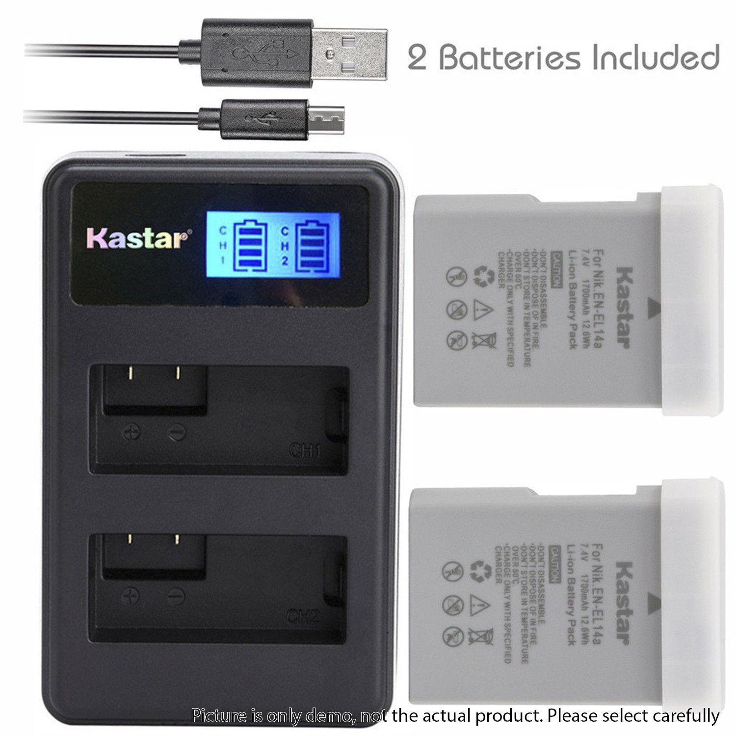LCD2 Charger Combo For Nikon EN-EL14a D3100 D3200 D3300 D3400 D5100 D5200 D5300