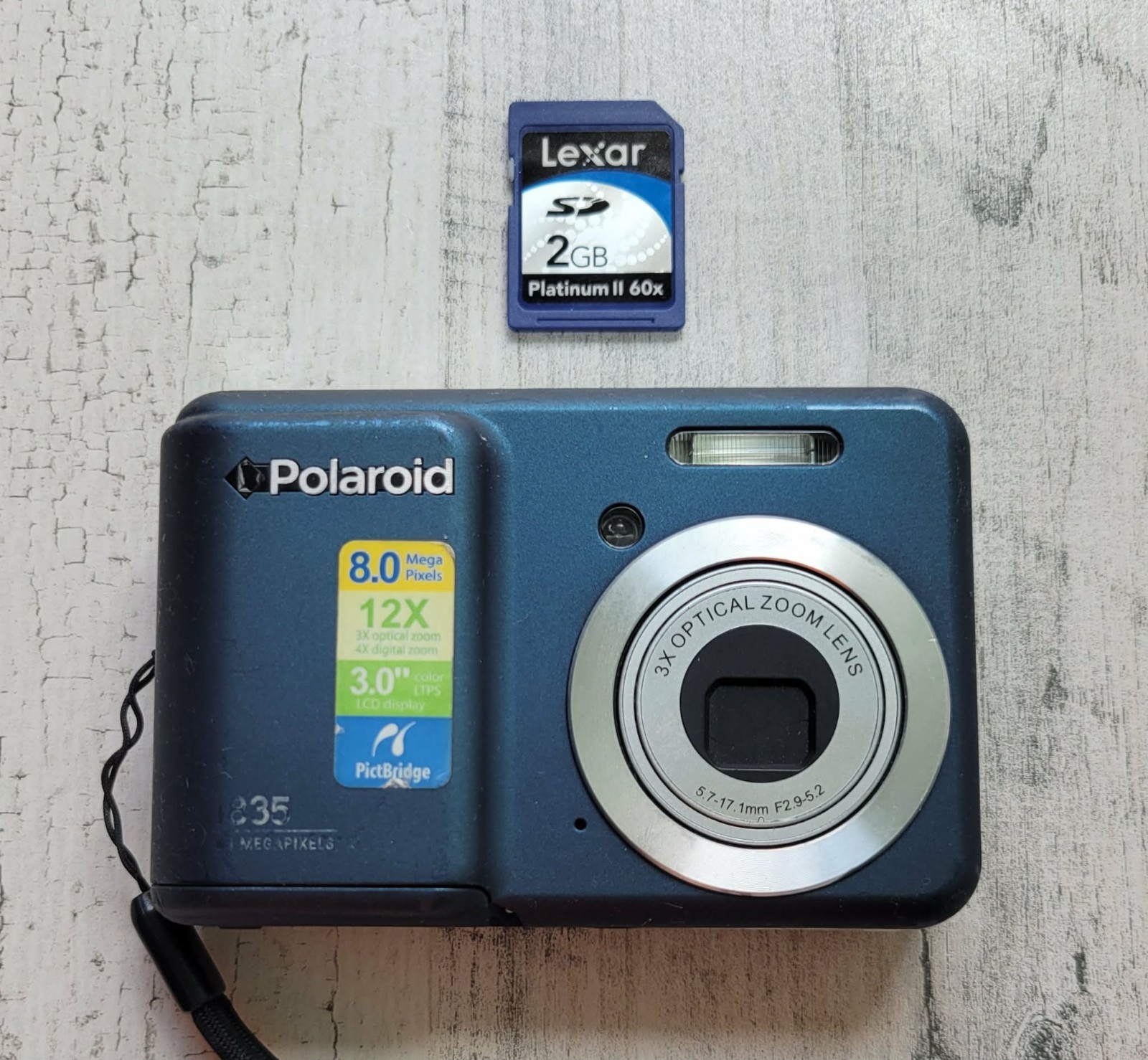 Polaroid i835 Compact Blue Digital Camera 8.0MP 3x Zoom Silver W/ Charger Tested